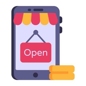 Flat icon of open store in modern design vector