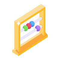 Counting beads, isometric icon of abacus vector