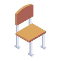 un icono de silla de estudiante en diseño isométrico vector