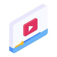 Isometric icon of online video streaming vector