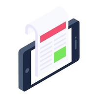 An isometric design of mobile article icon vector