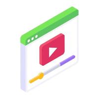 Online video icon in isometric design, web video concept vector