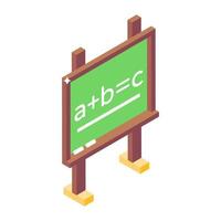 Alphabets on a board, isometric icon of class board vector