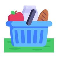 A grocery basket flat icon design vector