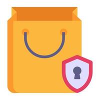 A safe shopping icon, flat design download vector