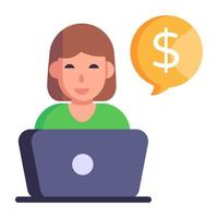 A trendy flat vector of a financial chat