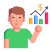 Sales chart icon flat design vector
