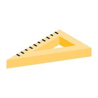 Set square isometric icon, measuring tool vector