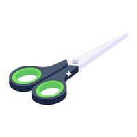 Scissors isometric style icon, used for cutting purposes vector