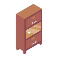 Isometric icon of books cupboard, contains books vector