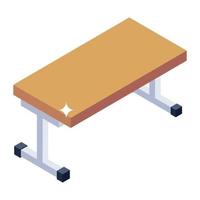 mesa escolar en icono de estilo isométrico, mesa de trabajo vector