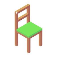 Isometric style icon of school chair, school interior vector