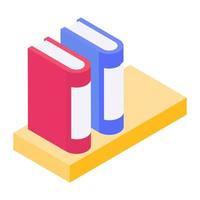 Bookshelf in isometric style icon, easy arrangement of  books vector