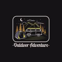 Hand drawn adventure camping mountain logo vector