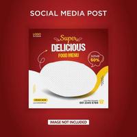 Super delicious food menu social media post web banner vector