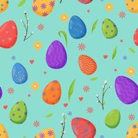 Colorful decorated Easter eggs seamless pattern. Spring holiday. Happy easter eggs. Seasonal celebration. vector