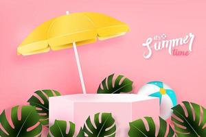 Summer background 3D vector illustration stage podium for product display