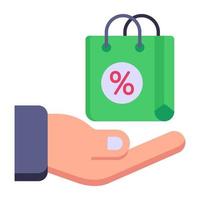 Flat icon of shopping offer, premium download vector