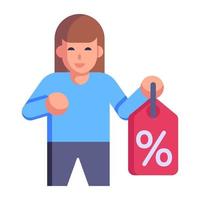 A flat icon of a sale tag vector