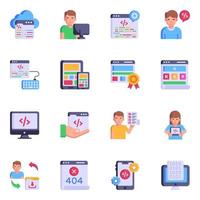 Pack of Flat Web Development Icons vector