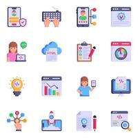 iconos de desarrollo de software y web plana vector