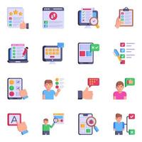 Pack of Testing and Feedback Flat Icons vector