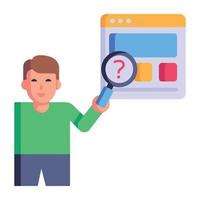 Person doing query search, flat style icon vector