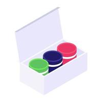 Isometric icon of poster paints, painting tool vector