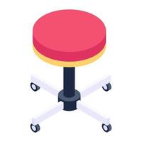 Adjustable stool, isometric icon of rotating stool vector