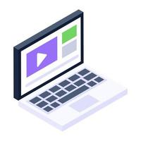 Portable mini computer, isometric icon of laptop vector