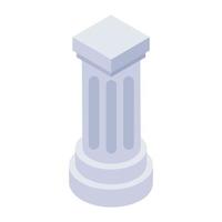 Isometric icon of pillar, building constructions vector