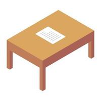 Writing table in isometric style icon, work table vector