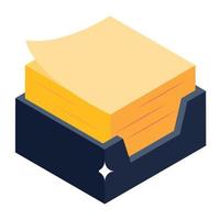 File organizer, isometric icon files box vector