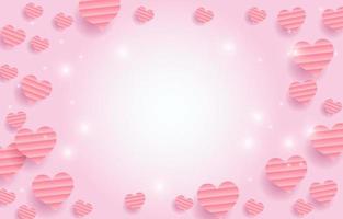 concepto de amor de fondo de ilustración. color rosa dulce, perfecto para el día de san valentín o comunicación de amor. ilustración con corazones y brillo centelleante. diseño para banner, tarjeta de invitación, cupón.