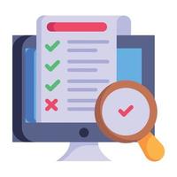 Handheld survey report, flat icon of checklist vector