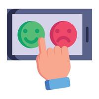 Online customer feedback, flat icon of reactions vector