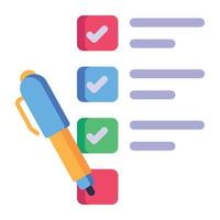 An editable flat style icon of writing list vector