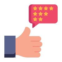 Thumbs up and stars, concept of ratings flat icon vector