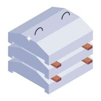 Isometric icon of concrete product, road blocks vector