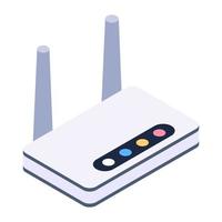 Internet service with modem, isometric icon of wireless router vector