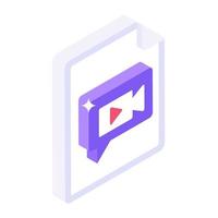A trendy isometric icon of media file vector