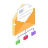 An icon of mail network, isometric design vector
