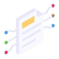 papel conectado con nodos, icono de red de documentos vector