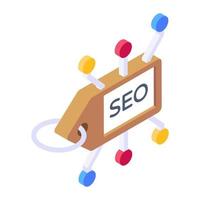 Card with nodes, seo icon in isometric design vector