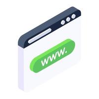 Trendy icon of web address, editable isometric design vector