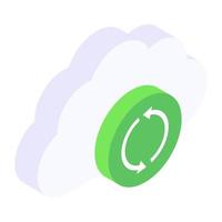 Cloud with arrows, cloud sync in modern isometric style vector