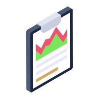 Data analytics report icon, isometric design of streamgraph vector