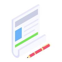 Content writing icon in isometric design vector