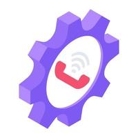 Receiver inside gear concept of call setting icon vector