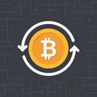 Golden bitcoin with circle arrows. bitcoin icon for cryptocurrency. Digital currency vector illustration